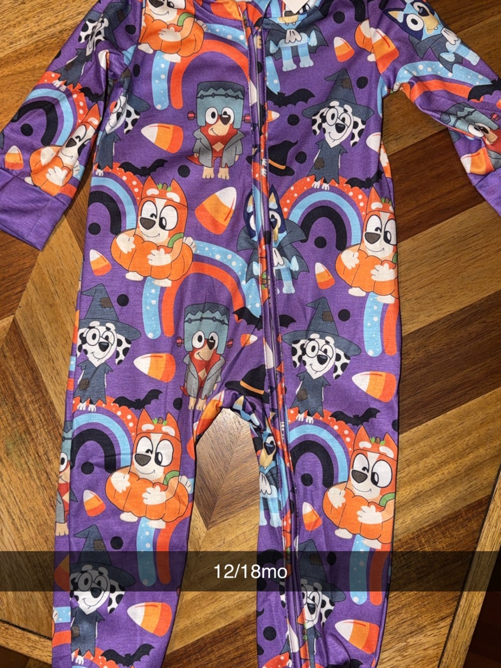 Kids Purple Halloween Character Footed One-Piece - 12/18M
